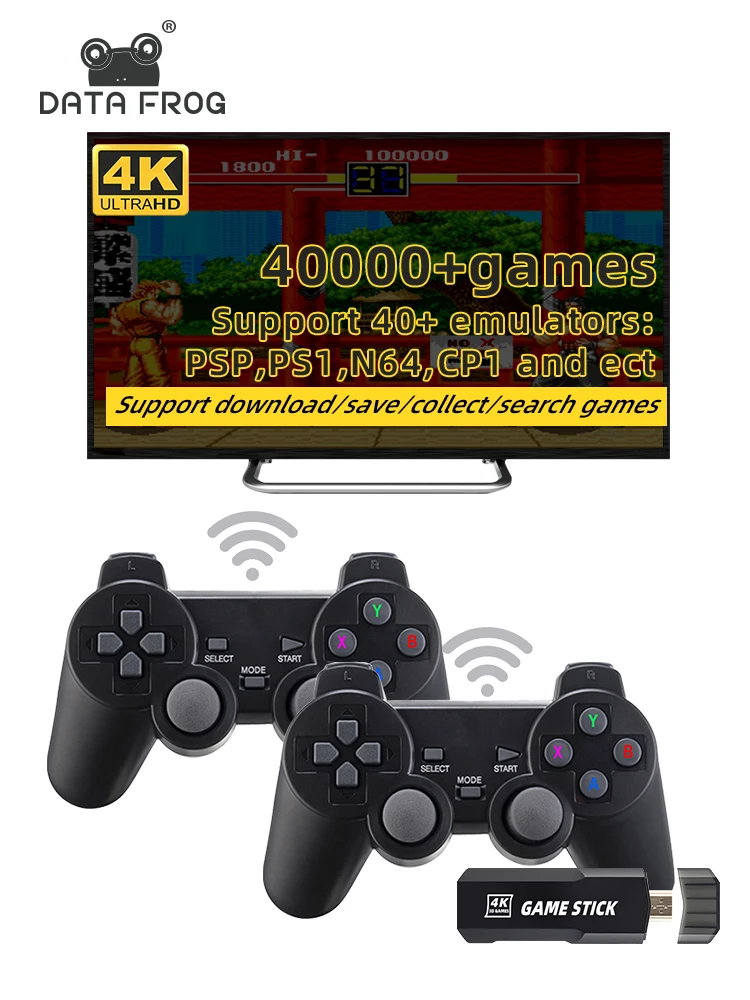 Data Frog Retro Console Di Gioco Integrata In 40000 + Games Stick 4K Compatibile Con Hdmi 40 + Emulatori Controller Dandy Per Ps1/Fc/Gba/Cp1