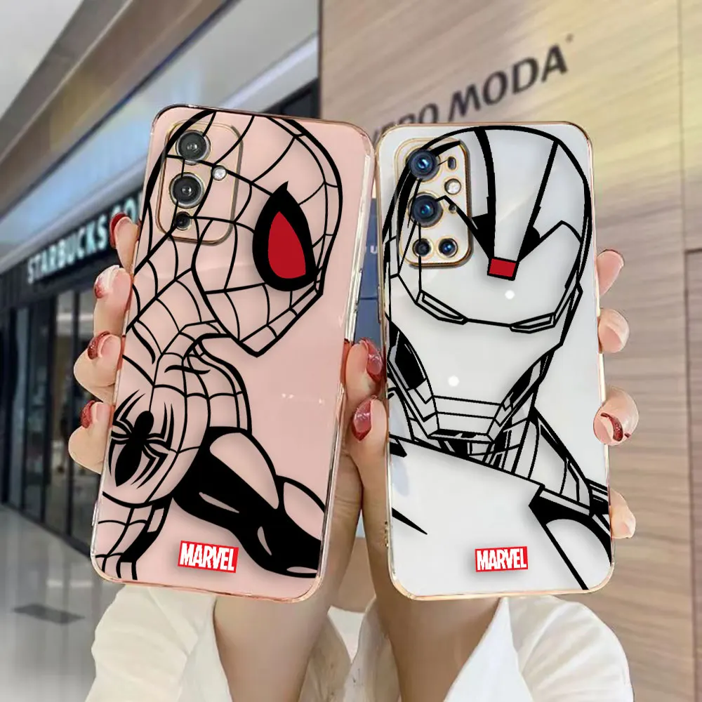 Marvel Line Iron Spider-Man Cover Smooth E-Tpu Custodia Per Telefono Oneplus 8 8T 9 Nord Ce 2 3 Moto G8 G9 G22 G30 G50 G52 G60 Stylus Case