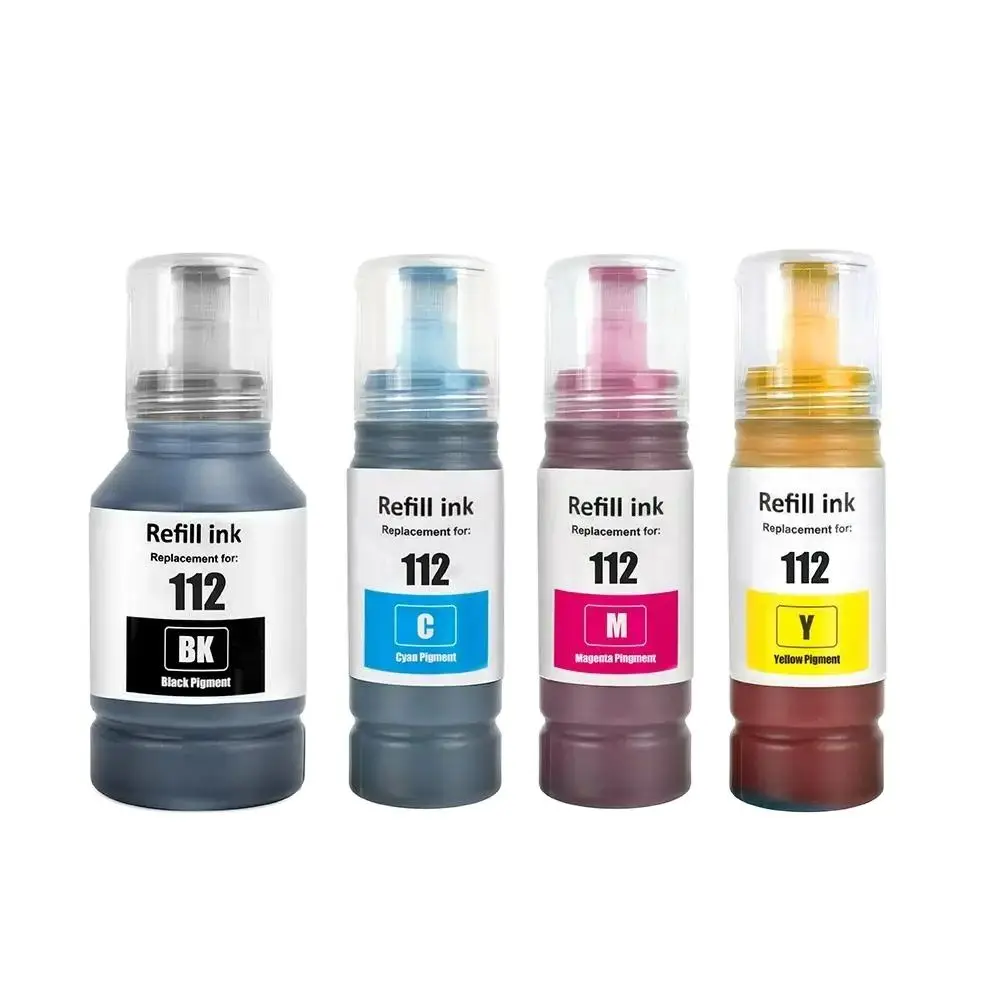 112 Premium Compatibile Color Bulk Water Based Bottle Refill Dgt Pigment Ink Per Stampante Epson Ecotank L15160