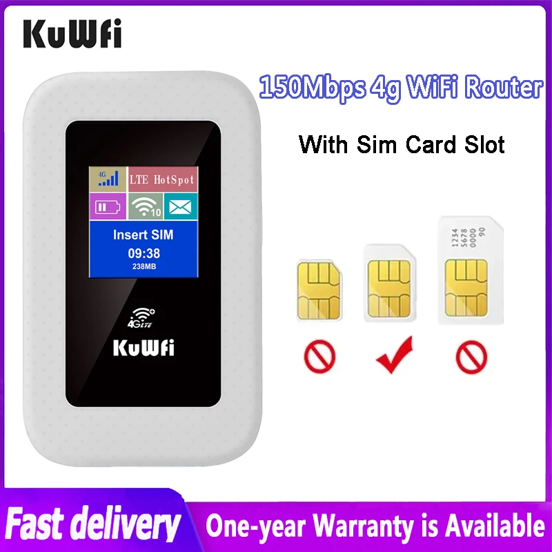 Kuwfi 4G Router Wifi Portatile 150Mbps Router Wireless Hotspot Mobile Wi Fi Mini Modem Dongle Con Slot Per Sim Card Per Mifi Da Viaggio