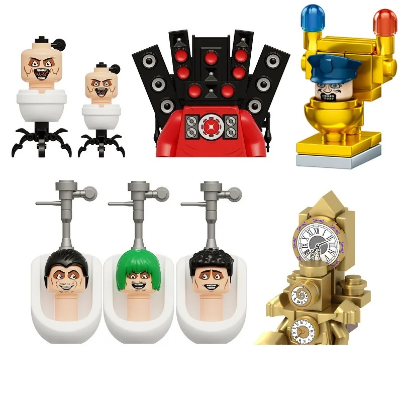 Nuovo Altoparlante Fotocamera Uomo Building Blocks Gold Skibidi Toilet Set Mini Action Figure Toys