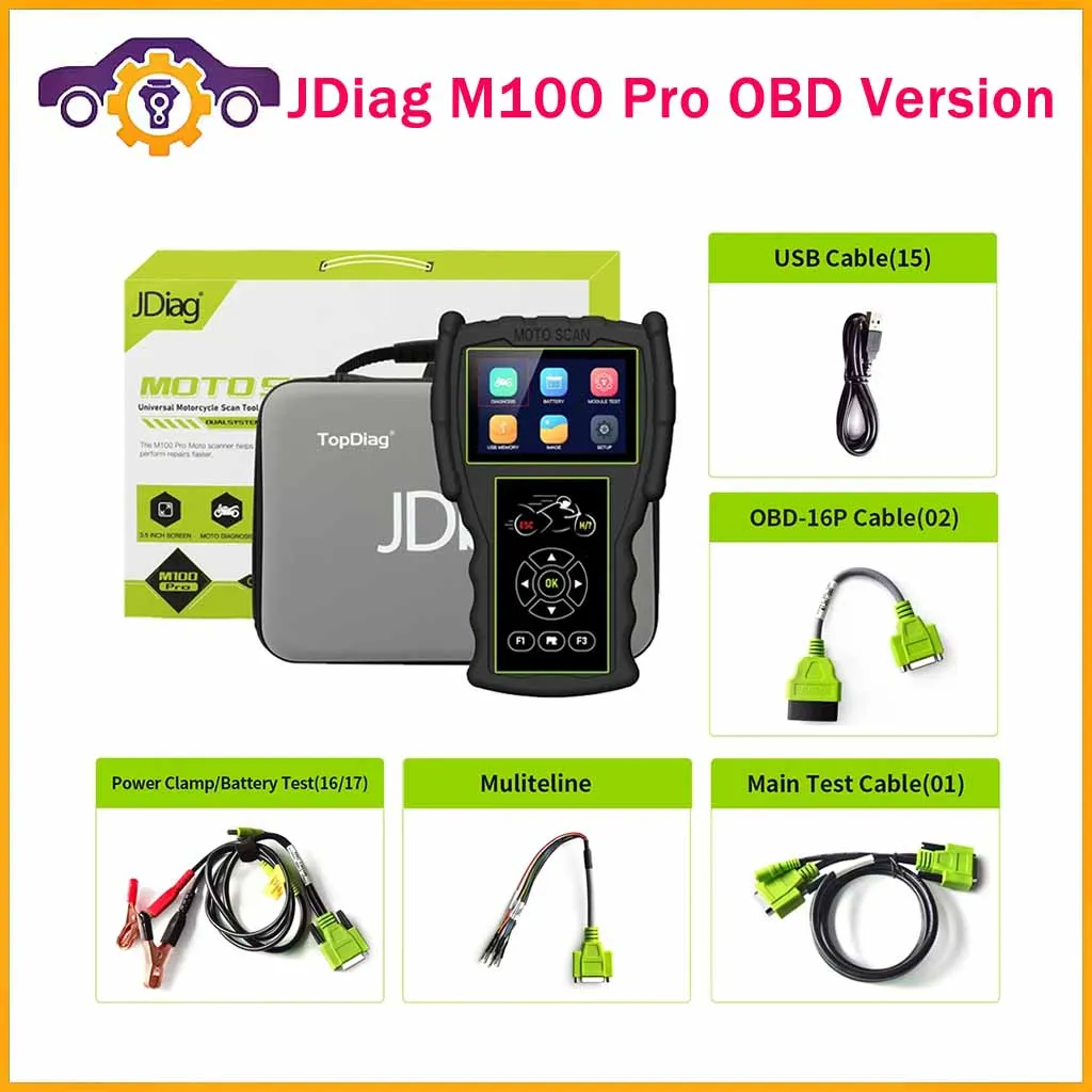 Jdiag M100 Pro Scanner Diagnostico Per Moto Lettore Di Codici Strumento Diagnostico Di Guasto Obd2 Per B-M-W K-Awa-Saki Ya-M-Aha S-Uz-Uki K-T-M