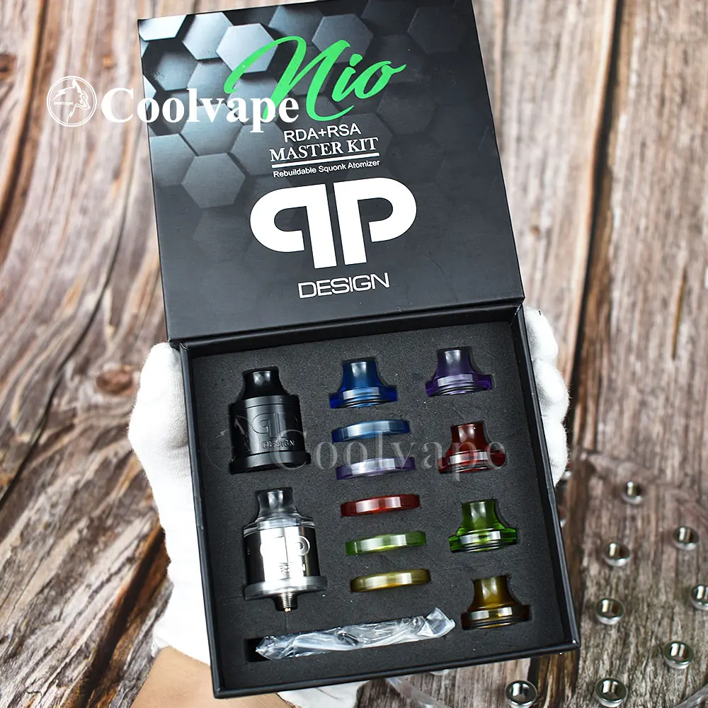 2 Pezzi Coolvape Qp Design Bts Rda Rda Rsa Master Kit 22Mm Rda Top Flusso D'Aria Aspirazione Regolabile Single Coil Vaporizzatore Serbatoio Atomizzato
