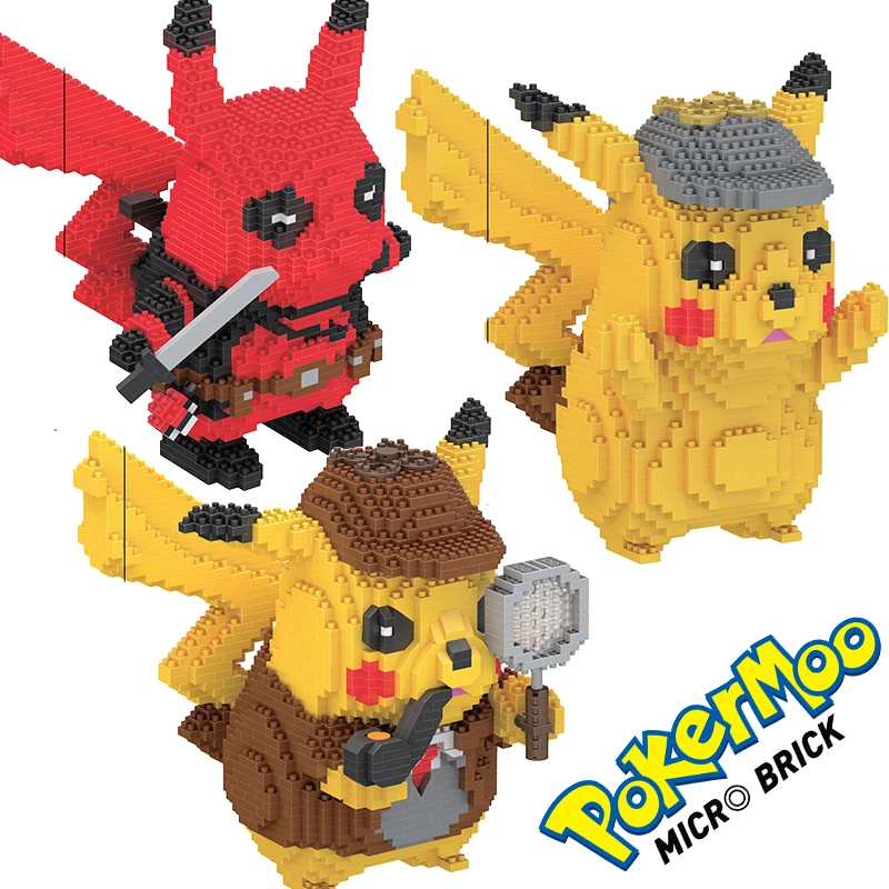 Pokemon Small Building Pokemon Blocks Small Cartoon Picachu Animal Model Education Game Graphics Pokemon Toys For Kids Birthday