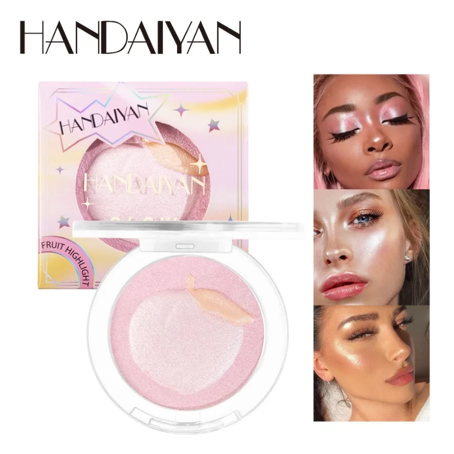 Fruit Diamond Shine Highlight Shadow Powder Pallete Shimmer Facial Powder Fard Contouring Palette Makeup Cosmetic