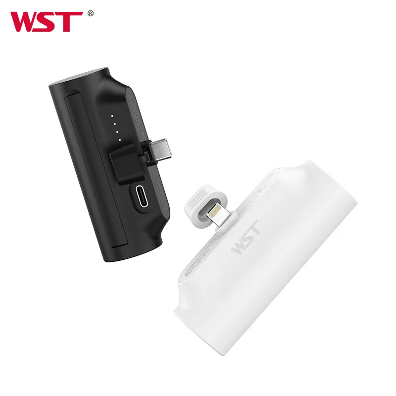 Wst Piccolo Caricatore Portatile 5000Mah Pd Ricarica Rapida Power Bank Mini Plug-In Battery Pack Caricabatterie Di Backup Con Tipo C Lightning