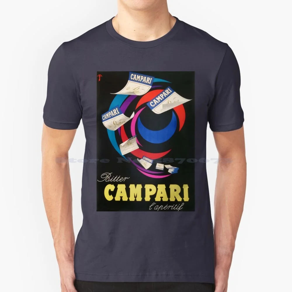 Campari Amaro Campari Laperitif Vintage Poster New Wave Style Of 1948 T Shirt 100% Cotone Tee Campari Amaro Campari Laperitif
