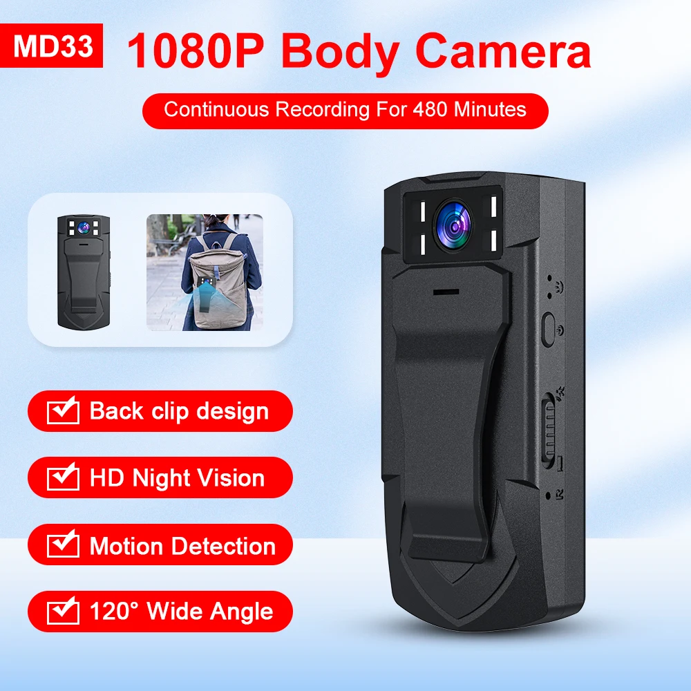 2023 Md33 Mini Cam Pir Videocamera Posteriore Clip Dv Smart Camera Hd 1080P Registratore Body Motion Attivato Piccola Nanny Cam Per Auto