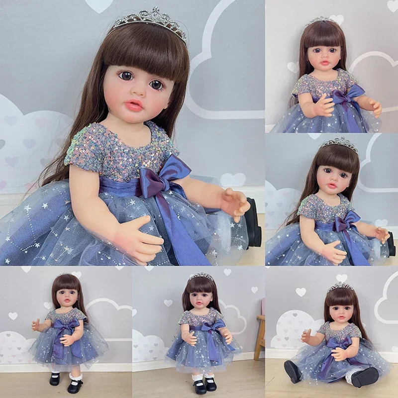 22 Pollici Betty Full Body In Piedi Toddler Girl Doll Reborn Princess Capelli Lunghi In Dress Soft Cuddly Body Gifts For Children