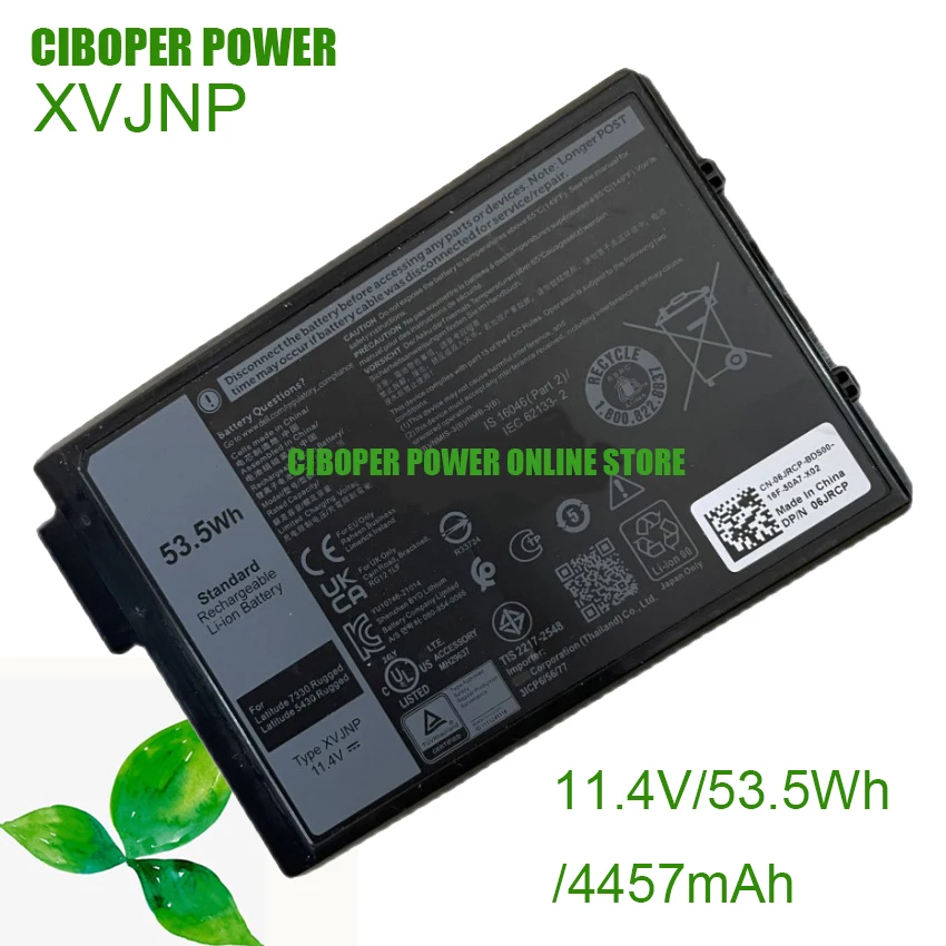 Batteria Per Laptop Originale Cp 6Jrcp Xvjnp 11.4V/4457Mah /53.5Wh Per Notebook Latitude 5430, Latitude 7330 Series
