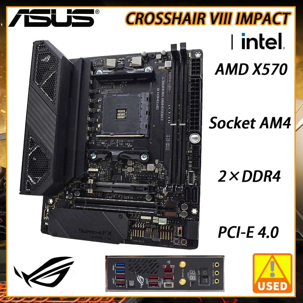 Asus Rog Crosshair Viii Impact Mining Scheda Madre Am4 Supporto Scheda Madre Ryzen 5 26000X Cpu Mini Itx Amd X570 Ddr4 64G Pcie 4.0