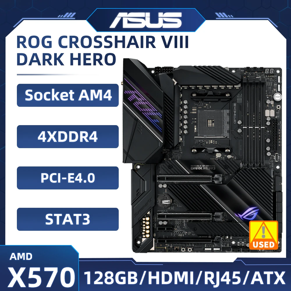 X570 Scheda Madre Rog Crosshair Viii Dark Hero Socket Am4 Ddr4 D 128Gb Pci-E 4.0 Wi-Fi 6 Supporto Atx Per Processore Ryzen 5000