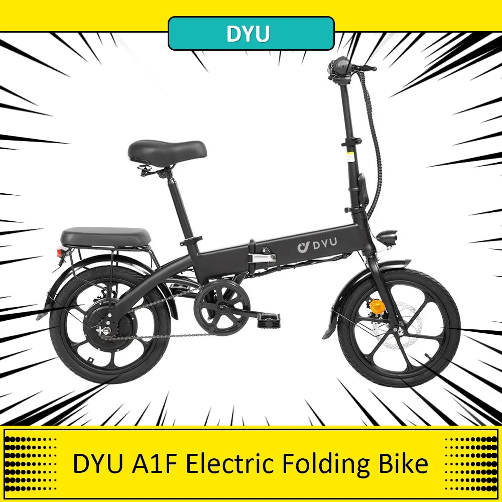 Dyu A1F 16 Pollici Bicicletta Elettrica Da Città Pieghevole Bici Elettriche 250W Motore 7.5Ah 36V Batteria Display Lcd Nero Ebike All'Aperto