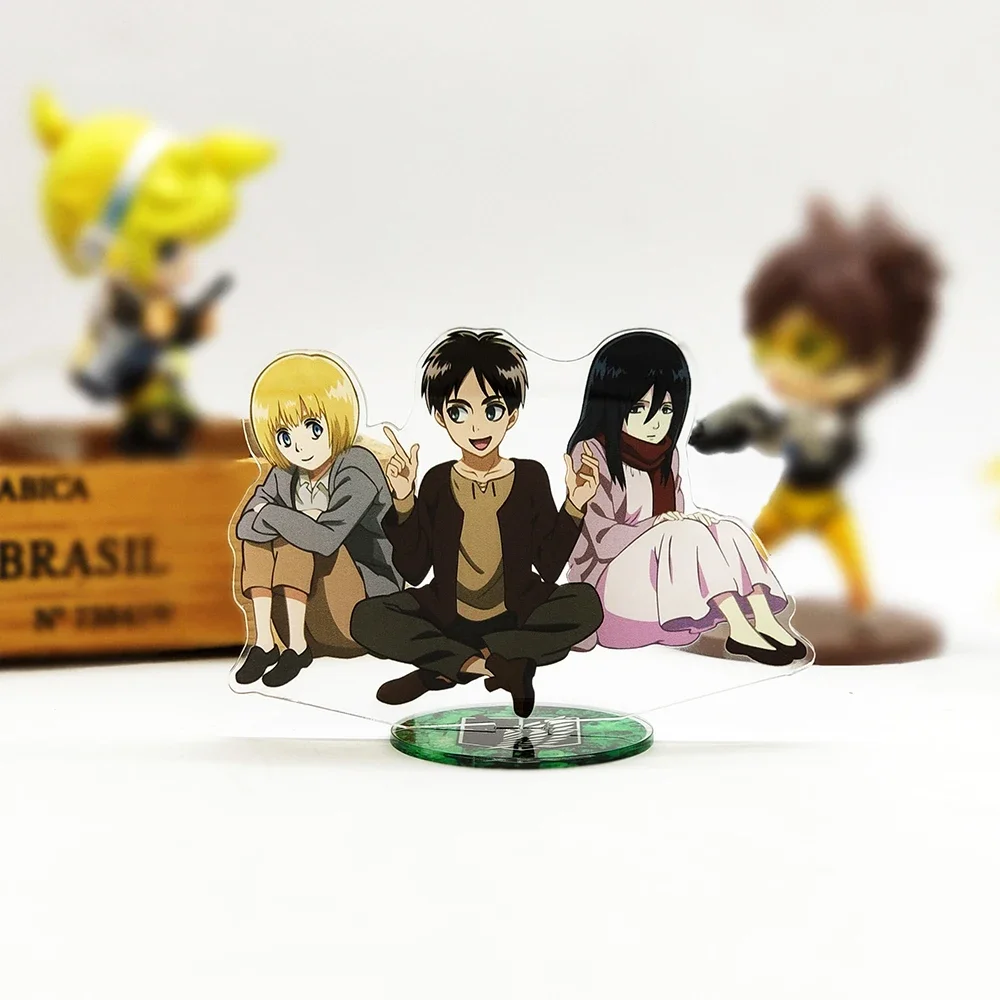 Attack On Titan Eren Mikasa Armin Children Supporto In Acrilico Modello Figura Supporto Per Piastra A Doppio Lato Cake Topper Anime
