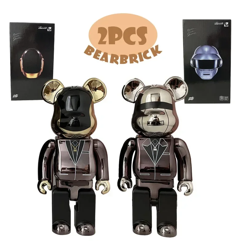 Bearbrick Daft Punk 400 Joint Bright Face Violence Bear 3D Bearbrick Ornamento Originale Cupo Bear Statue Model Decoration