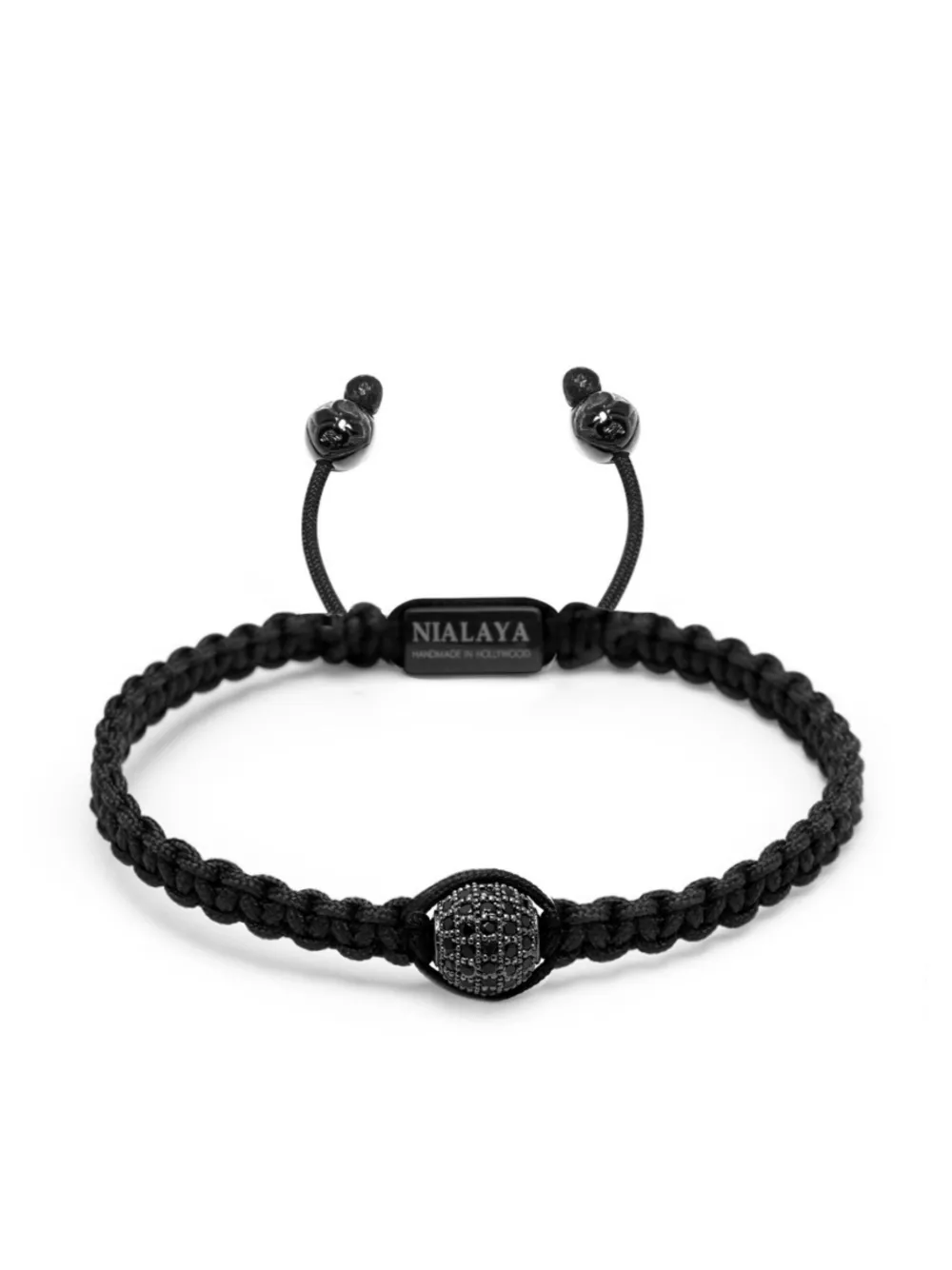 Nialaya Jewelry crystal-embellished cord bracelet - Nero