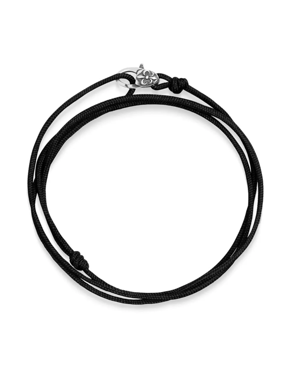 Nialaya Jewelry Fleur-de-Lis embossed cord bracelet - Nero