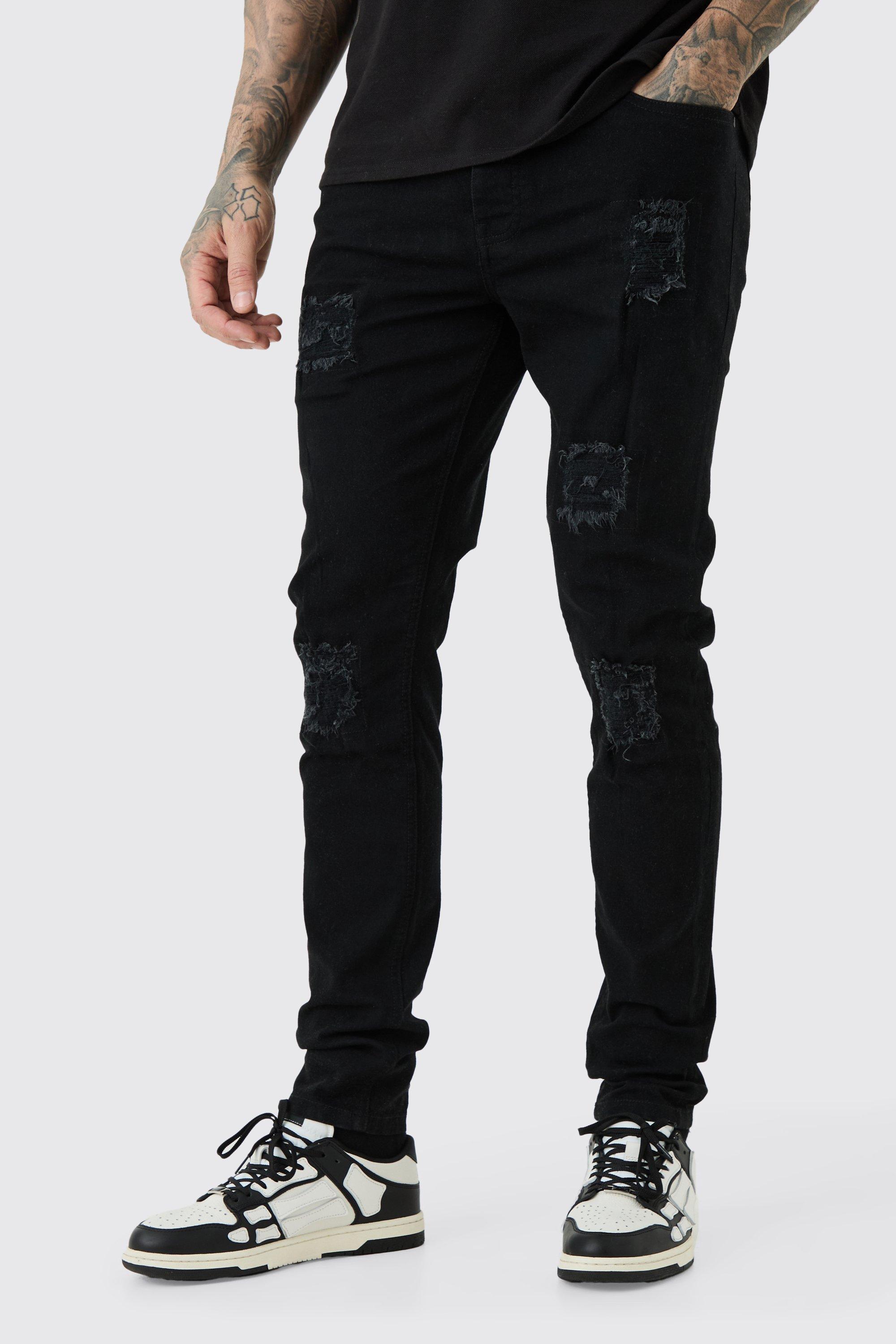 Tall Skinny Stretch Rip And Repair Jean, Nero
