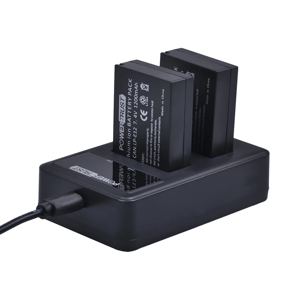 Per Batteria Canon Lp-E12/Caricabatterie Dual Usb Intelligente, Per Fotocamere Mirrorless Canon Sx70 Hs Rebel Sl1 Eos-M Eos M2 M10 M50 M100 M200