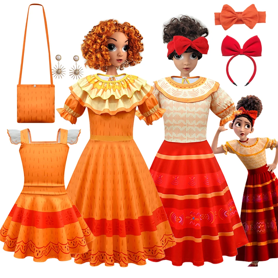 Disney Encanto Madrigal Dolores Pepa Girls Dress Cosplay Fancy Carnival Halloween Princess Dress Costume