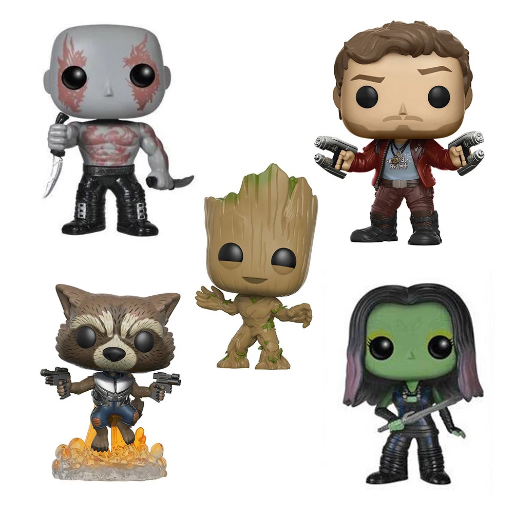 Personaggi Marvel Rocket Raccoon Star-Lord Gamora Drax The Destroyer Groots Kawaii 10Cm Action Figure Toys