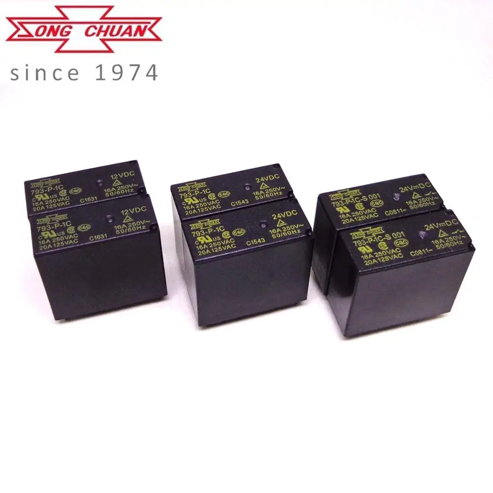 Relè Songchuan 793-P-1C 12Vdc 24Vdc 16A Ico 8Pin 793-P-1A 6Pin 12V 24V 100%-Nuovo-Originale
