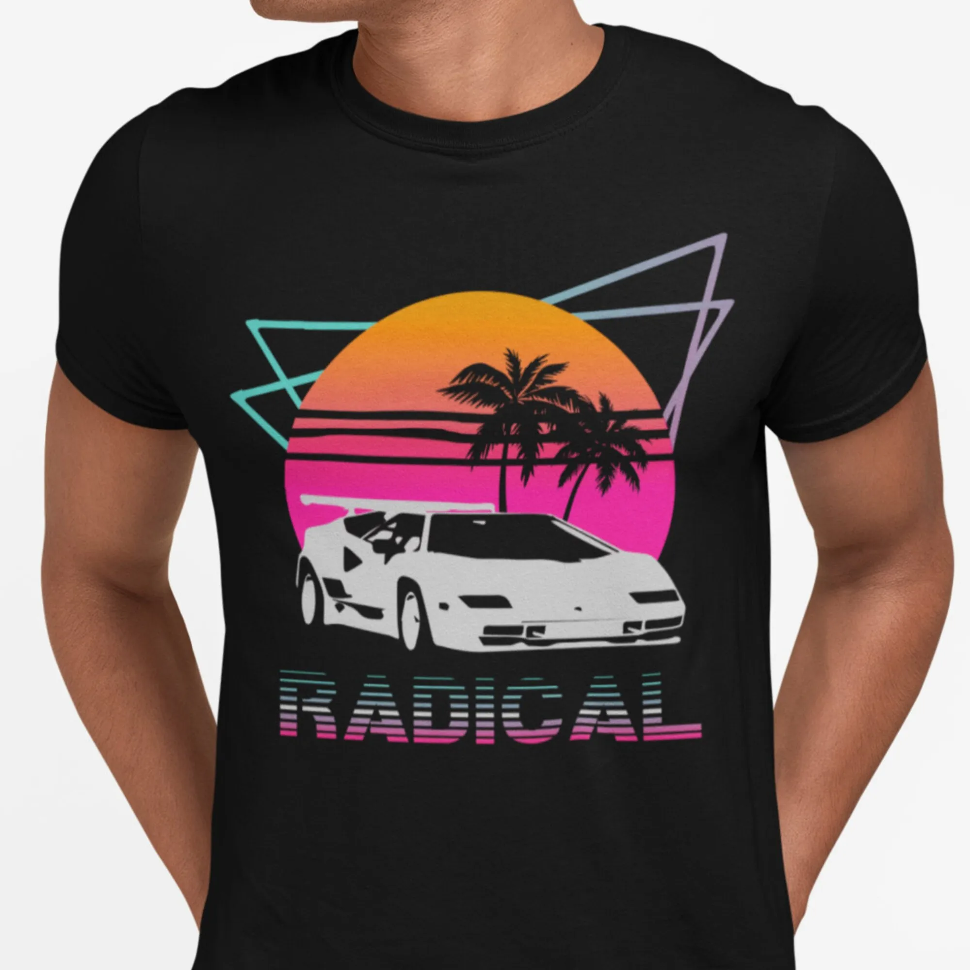 Radical 1980'S Countach Retrowave T Shirt Maniche Lunghe O Corte