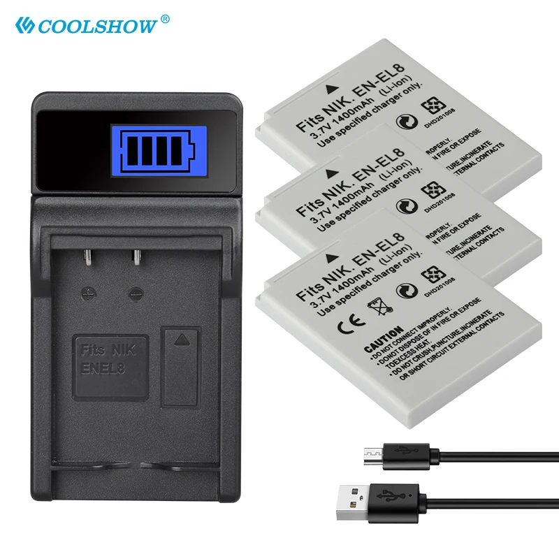 En El8 Enel8 Batteria Fotocamera Per Nikon Coolpix P1 P2 L1 L2 S1 S2 S3 S4 S5 S6 S7 S7C S8 S9 S51 S50 S52 En-El8 1400Mah Batterie