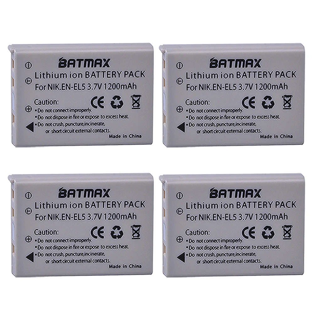 Batterie Agli Ioni Di Litio Ad Alta Capacità 3.7V 1200Mah (Confezione Da 4) En-El5 Enel5 En El5 Per Nikon Coolpix 3700 Coolpix 4200 5200 Coolpix 5900