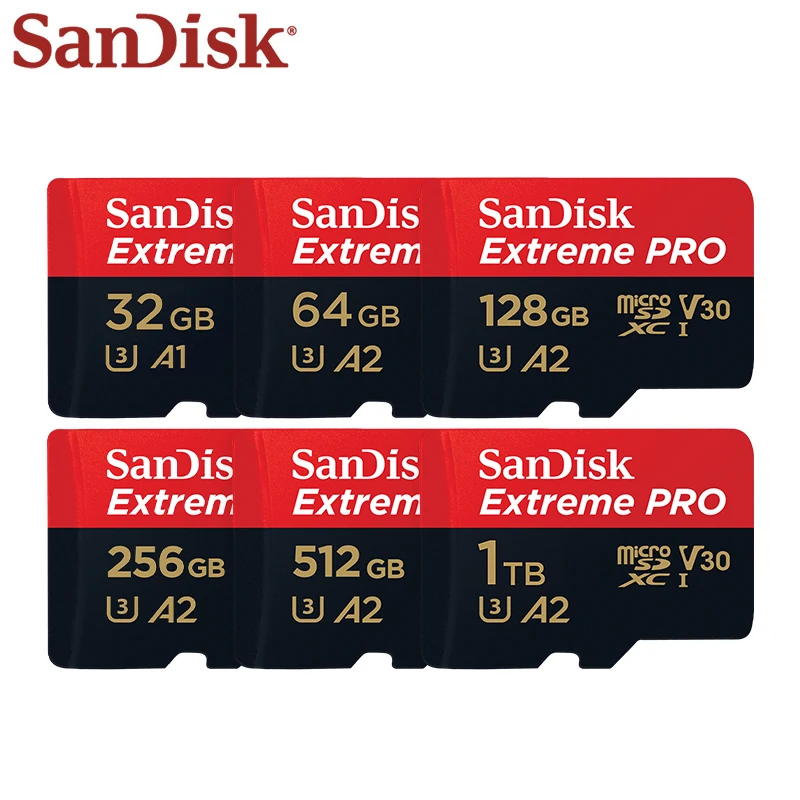 Sandisk Micro Sd Card U3 V30 4K Memory Card A2 C10 64Gb 128Gb 256Gb 512Gb 1Tb Microsd Tf Card A1 32Gb Storage Mini Sd Card