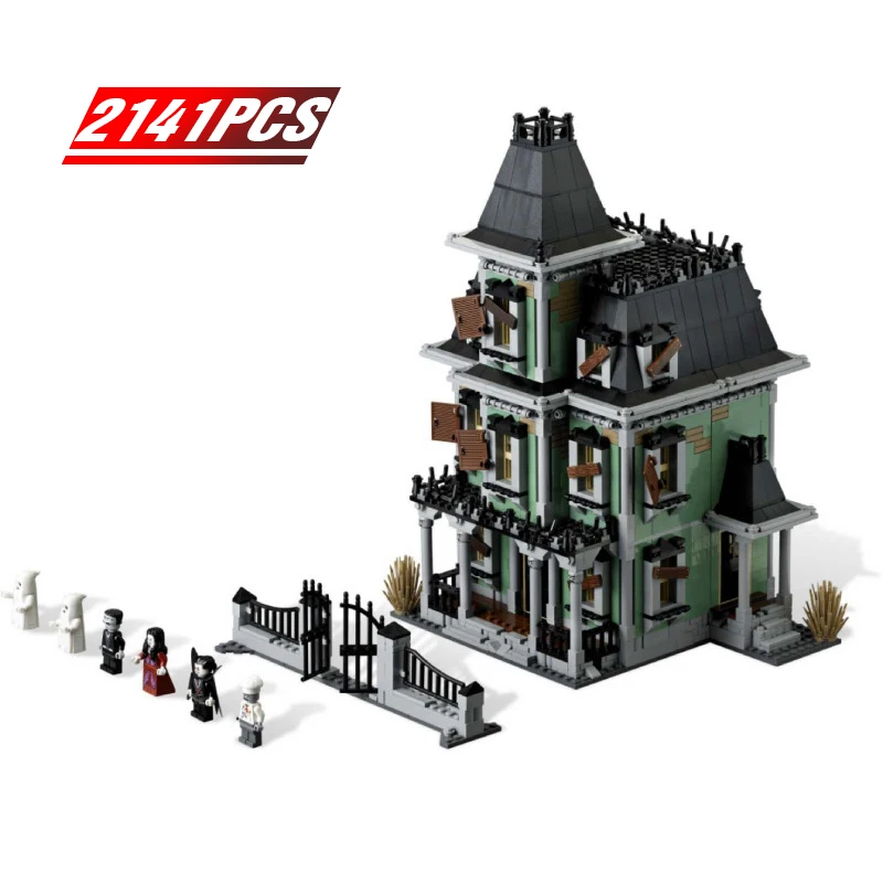 2141 Pcs Haunted House Ghost Horror Film Building Blocks Mattoni Dracula Compatibile 10228 Regalo Di Halloween Giocattoli Di Compleanno Di Natale