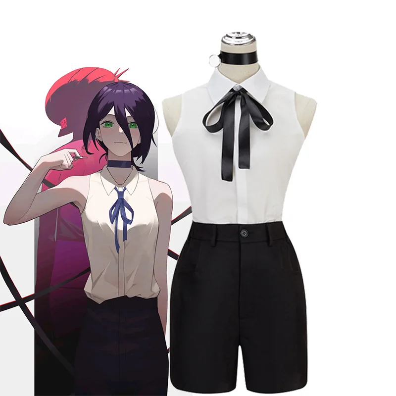 Disfraz De Motosierra De Anime Para Hombre, Camisa De Bomba, Trajes De Corbata, Cuello Corto, Ropa De Halloween Para Nias