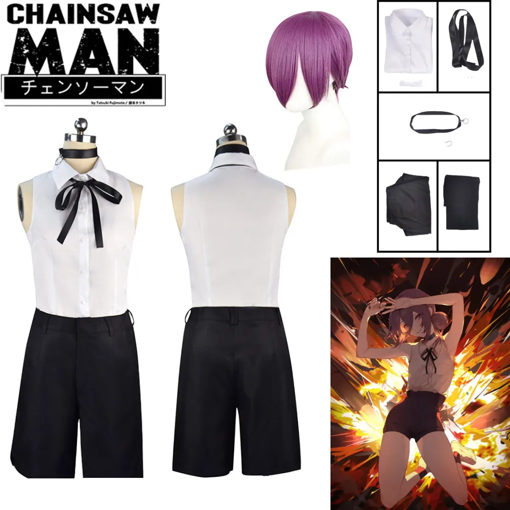 Disfraz De Motosierra De Anime Para Hombre, Camisa De Bomba, Trajes De Corbata, Cuello Corto, Ropa De Halloween Para Nias