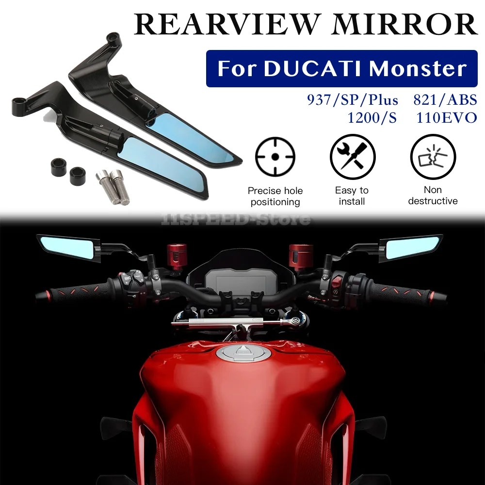 Specchi Stealth Per Ducati Monster 937 821 1200 1100 Accessori Specchi Stealth Alette Regolabili Ducati Monster 937 Parti