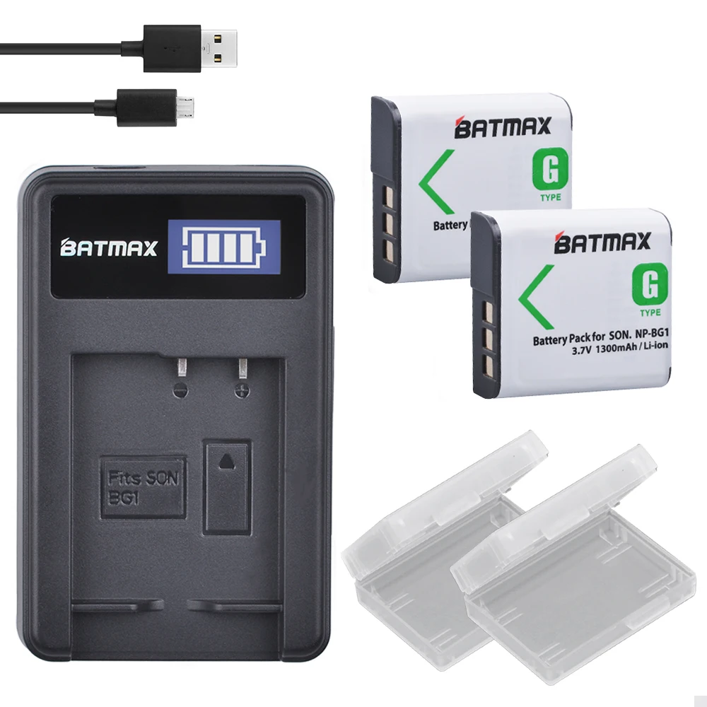 2 Pz Np-Bg1 Fg1 Np Bg1 Batteria + Usb Lcd Charger Per Sony Cyber-Shot Dsc-H3 Dsc-H7 Dsc-H9 Dsc-H10 Dsc-Dsc-H55 Dsc-H70 Fotocamera