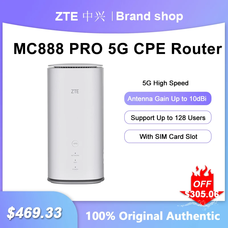 Sbloccato Zte Mc888 Pro 5G Cpe Router 5400Mbps Wi-Fi 6 Ripetitore Di Segnale Per Interni Con Slot Per Sim Card Porte Di Rete Gigabit Mesh Wifi