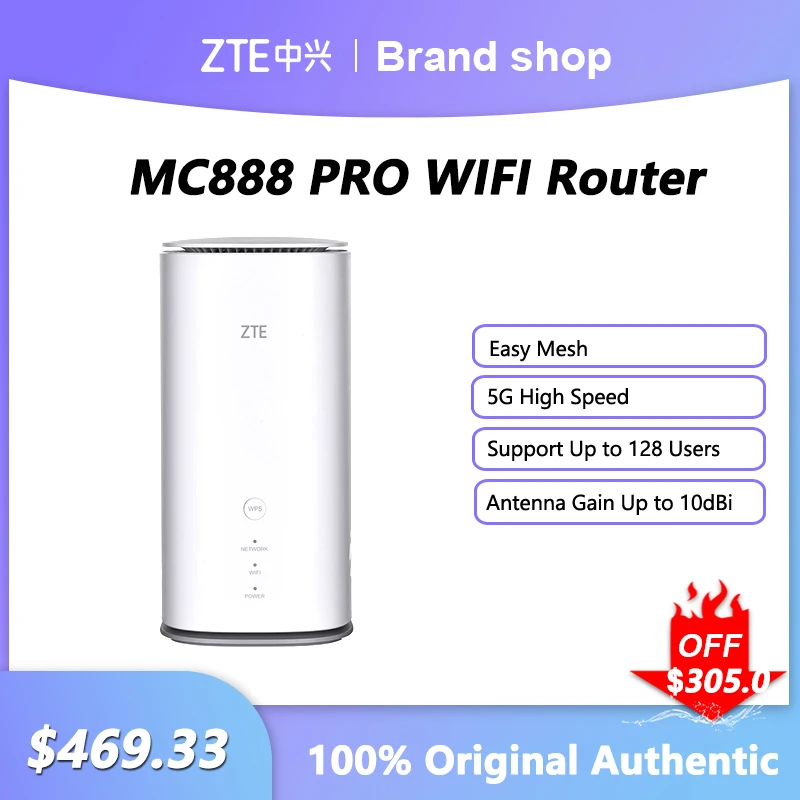 Zte Mc888 Pro 5G Router Cpe Per Interni 5400Mbps Wi-Fi 6 Amplificatore Di Segnale Wireless Con Antenna Slot Per Schede Sim Guadagno Fino A 10Dbi