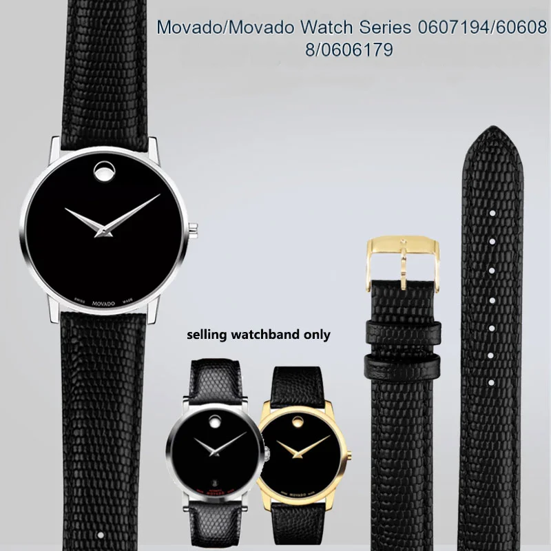 Per Movado Mofantuo Classic Series 0607122/606088 Cinturino In Vera Pelle Modello Lucertola 15Mm 21Mm Nero Per Uomo E Donna