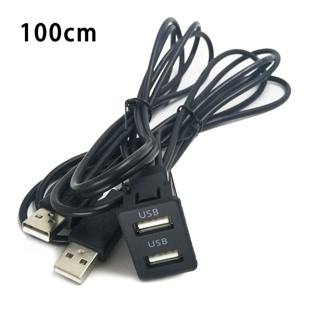 100Cm Car Dash Flush Mount Aux Usb Port Panel Auto Boat Dual Usb Extension Cable Adapter Per Toyota Mitsubishi