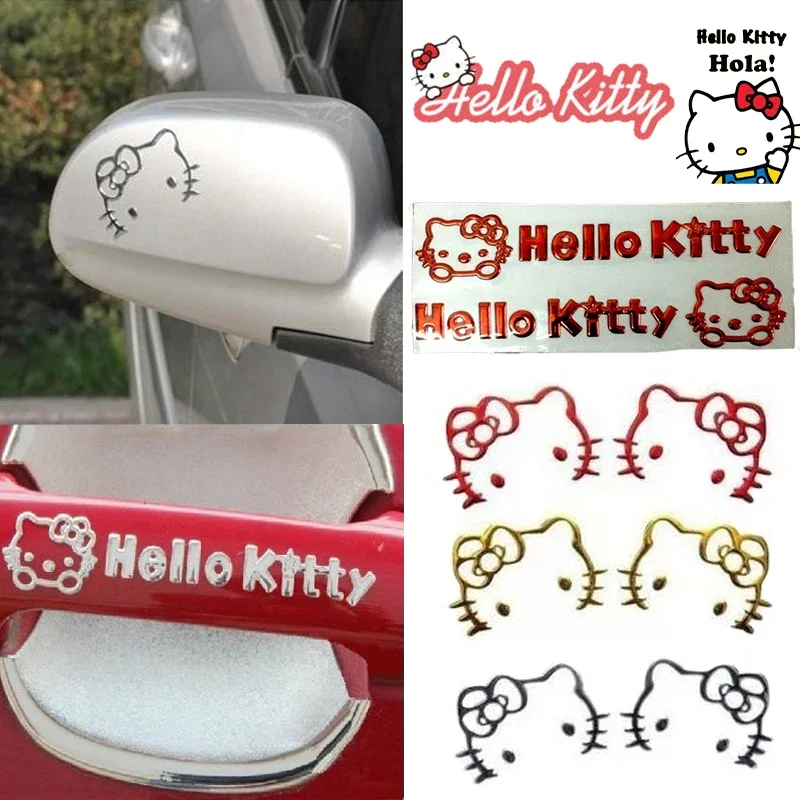 Sanrio Hello Kitty Car Sticker Car Handle Pellicola Protettiva 3D Cute Car Door Stickers Decalcomania In Vinile Impermeabile Accessori Per Auto Decor