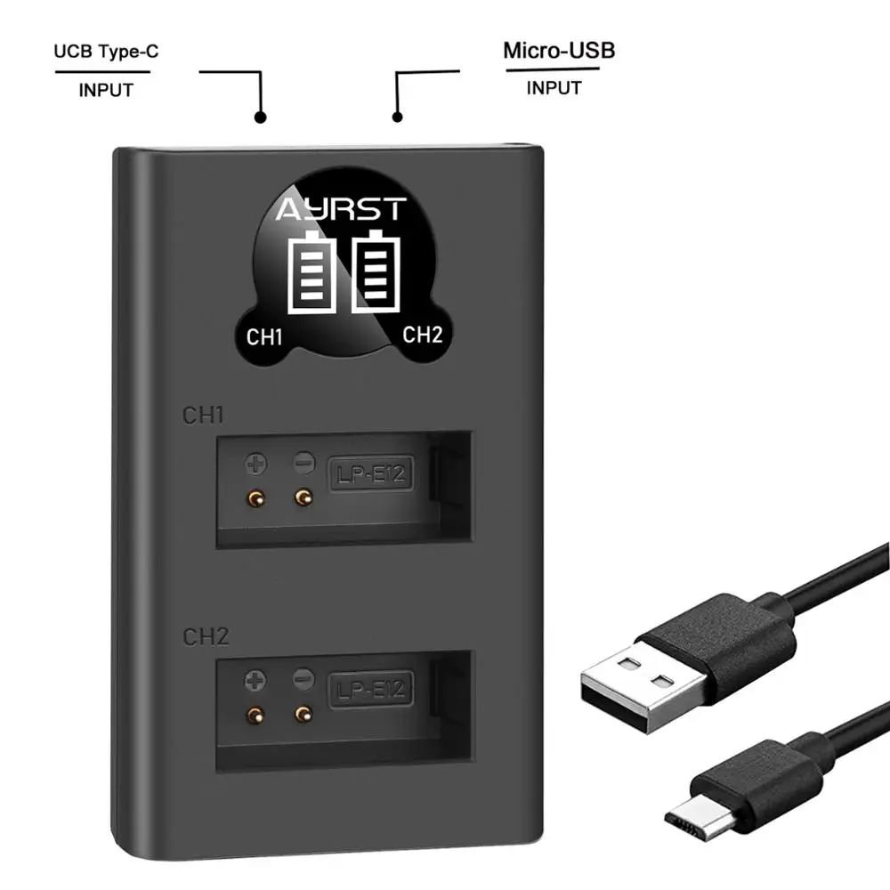 Lp-E12 Lpe12 Lc-E12E Usb Caricabatteria Per Canon Eos 100D M M2 M10 M50 Rebel Sl1 100D Bacio X7