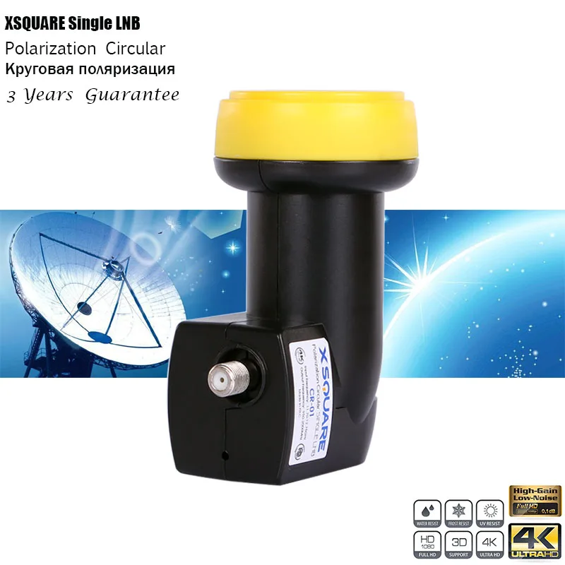Xsquare Circolare Ku-Band Single Lnb Per Ricevitore Satellitare Tv Tricolore Ultra Hd 4K Lnbf 3 Anni Di Garanzia