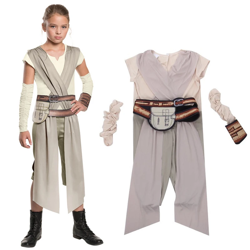 Kids Star Wars Rey Costume Cosplay The Rise Of Skywalker Rey Skywalker Cosplay Uniform Outfit Halloween Carnival Party Clothes