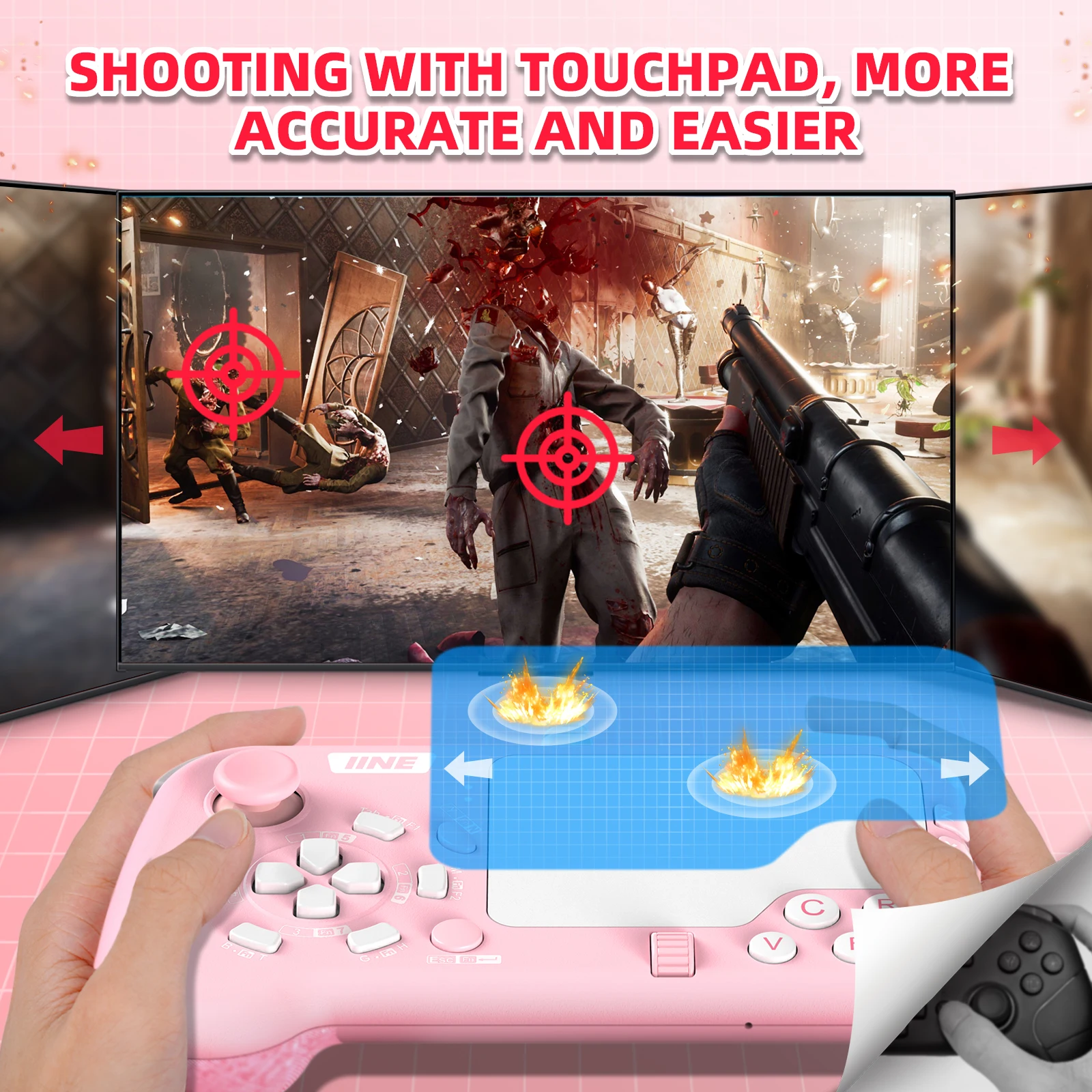 Iine Mouse-Pad Pro Controller Come Set Combo Tastiera E Mouse Con Touchpad Compatibile Windows Pc/Mac Os/Ps4/Ps5/Xbox