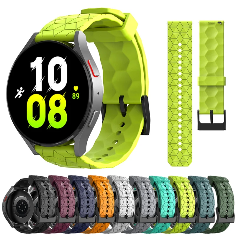 20Mm 22Mm Silicone Strap For Samsung Galaxy Watch 5 Pro 4 Classic 44 40Mm 42Mm 46Mm Huawei Gt 2/3 Football Pattern Sport Band