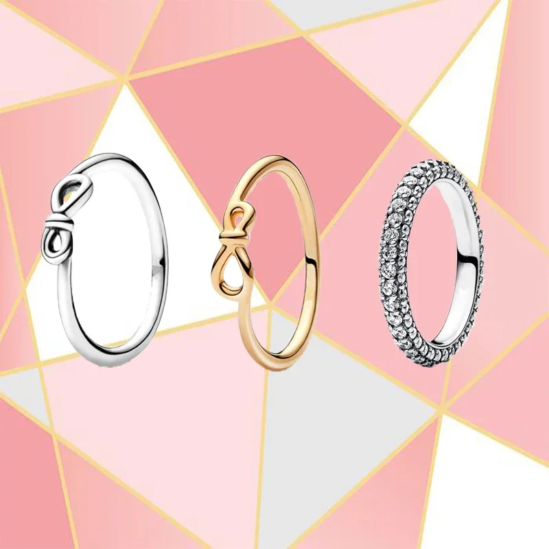 2023 Nuovi Gioielli In Argento 925 Fashion Infinity Kink Ring Eternity Full Diamond Brilliant Sparkle Gift For Girls