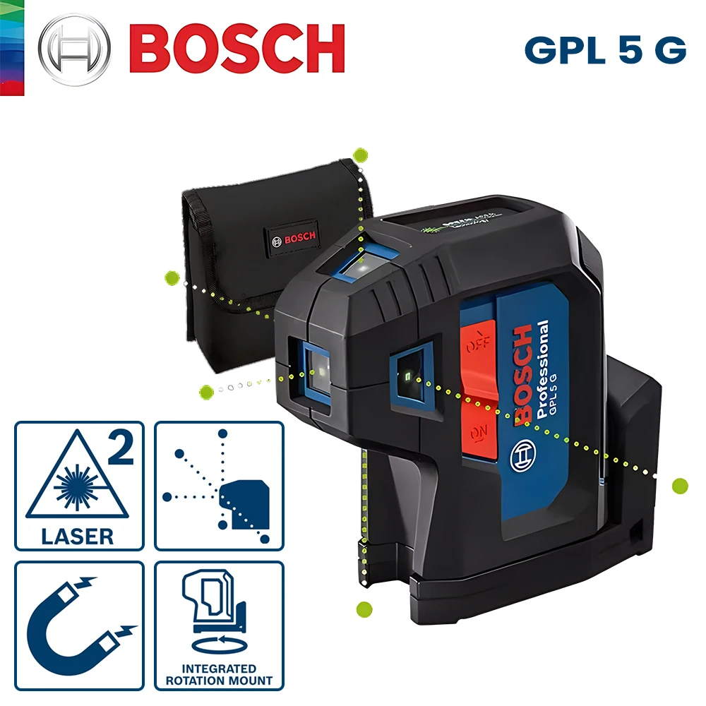 Bosch Gpl 5/3G Point Laser 30M Punti Livello Laser Verde Con Strumento Di Misurazione Professionale Del Cantiere Bosch Autolivellante