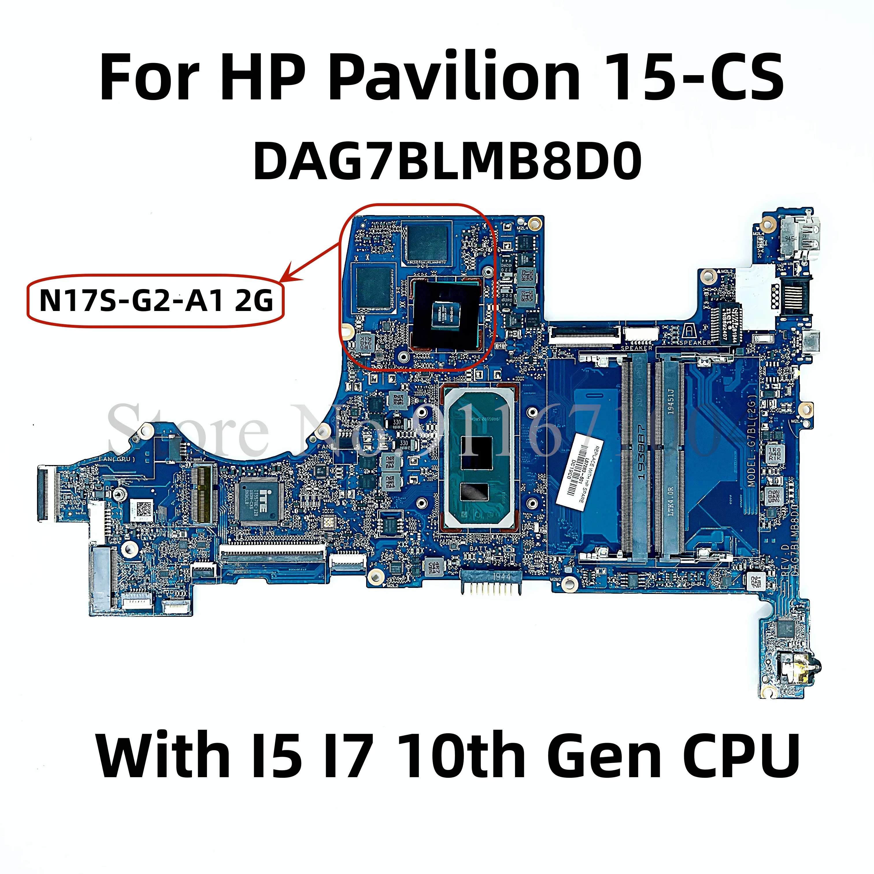 Per La Scheda Madre Del Notebook Hp Pavilion 15-Cs Muslimb L67287-601 L67288-601 Con Scheda Madre Del Computer Portatile I5 I7 10Th Gen Gpu V2G
