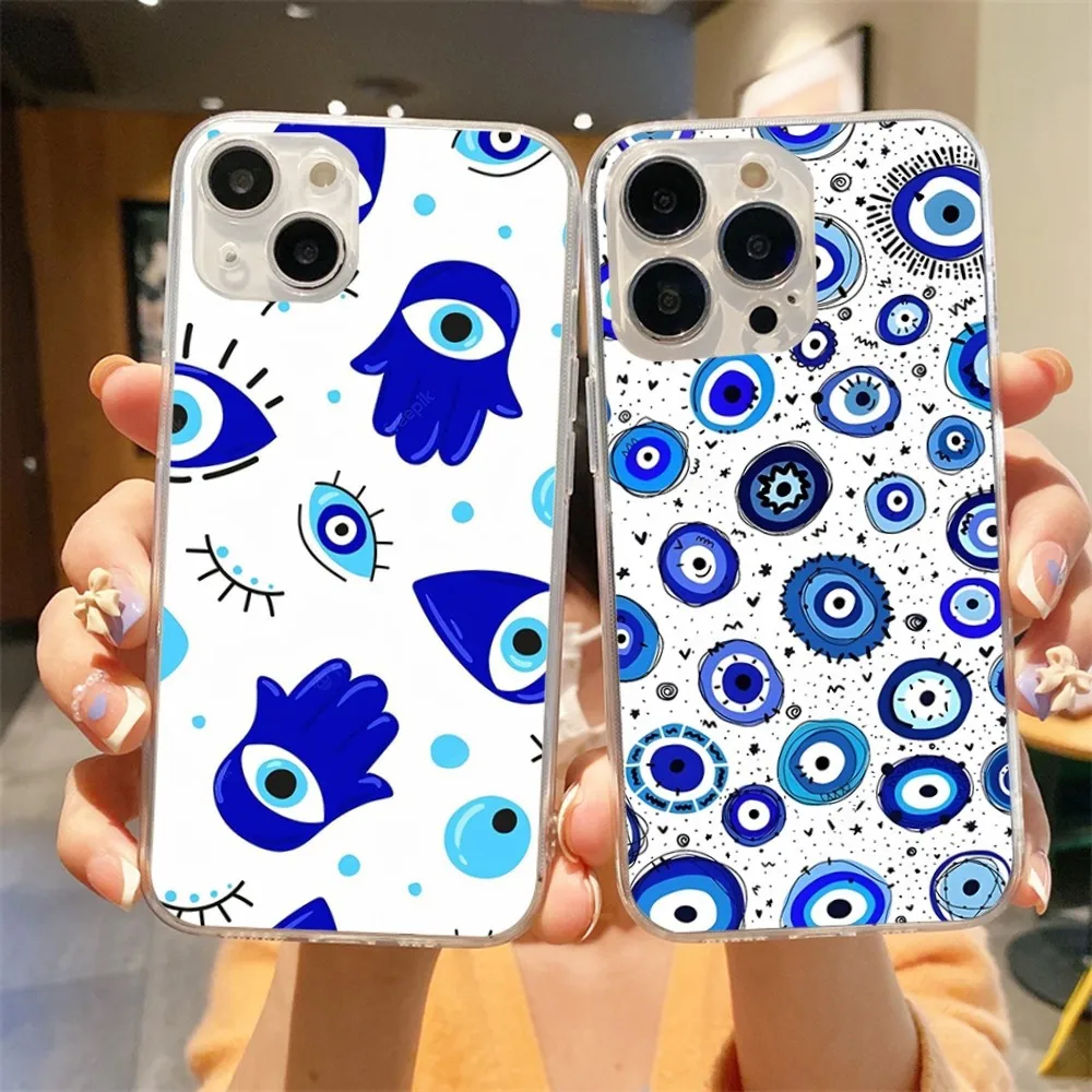Custodia Per Telefono Lucky Eye Blue Evil Eye Per Iphone 15 11 13 14 Pro Max 7 8 Plus X Xr Xs Max Se2020 12Mini Cover Trasparente