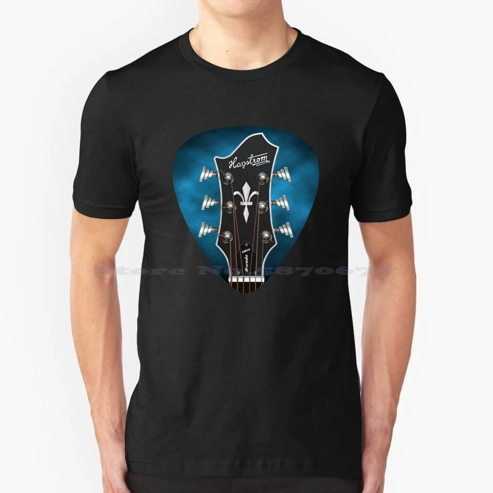 Chitarra Headstock Pick Art-Hagstrom Ultra Swede T Shirt 100% Cotone Tee Chitarra Headstock Tuning String Music Neck Country Indie